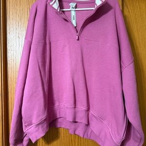 PINK Victoria's Secret Raspberry Half-Zip Pullover
